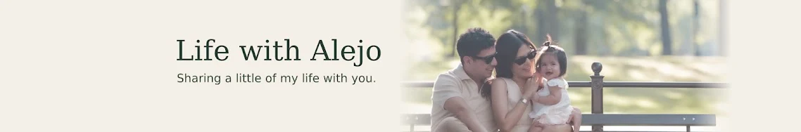 Life with Alejo’s channel banner, with the family sitting together on a park bench.